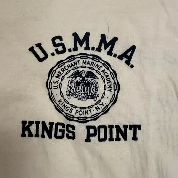 Vtg 70s 80s Champion USMMA Kings Point Merchant Marine Academy Ringer T-Shirt XL - Picture 2 of 11